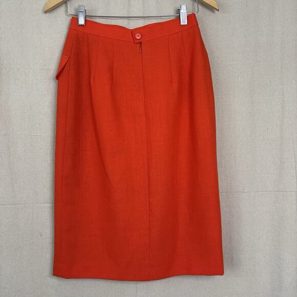 Vintage Caroline Rohmer Pencil Skirt Women Small Orange Librarian Chic Secretary - Picture 6 of 7